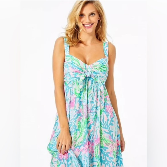 Lilly Pulitzer® Sabrinah Knot Front Dress Coral Bay size 12 - Picture 5 of 12